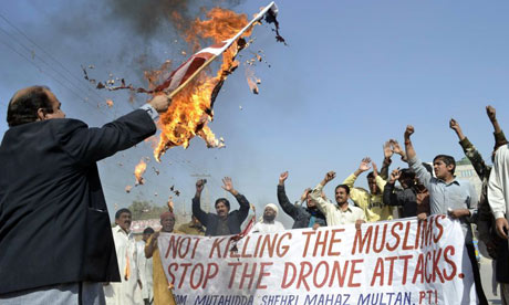 A Pakistani protest in June 2012, after two recent US drone strikes killed 12 people. Photograph: SS Mirza/AFP/Getty