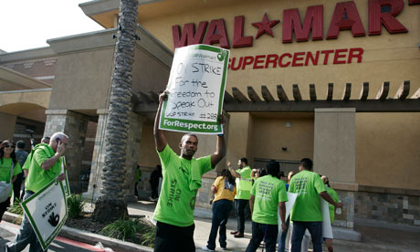 No Thanksgiving: members of Our Walmart are campaigning for reform of the mega-chain's ultra-low-wage employment practices. Photograph: Jonathan Alcorn/Reuters