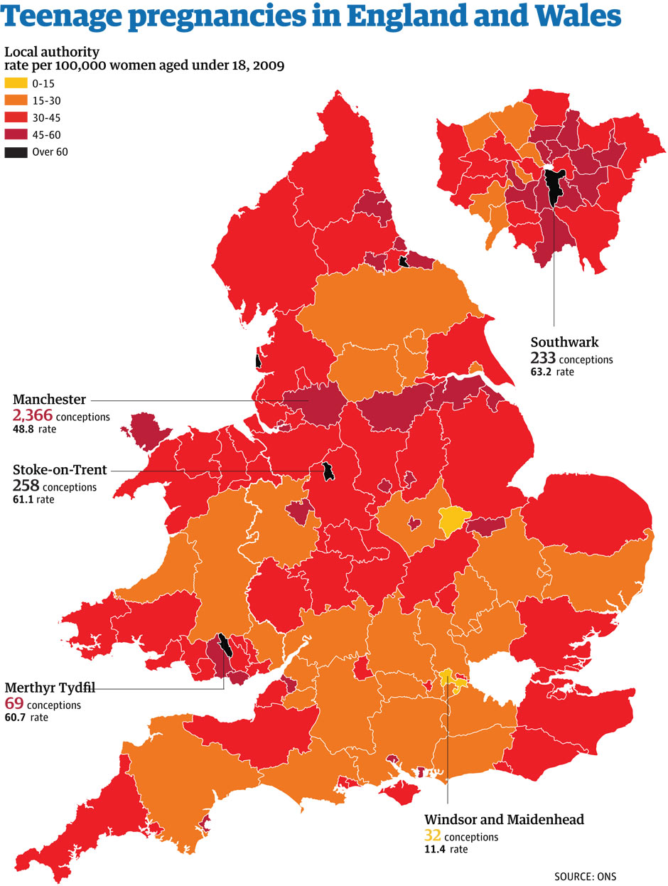 Teenage pregnancy rates through England and Wales  News 