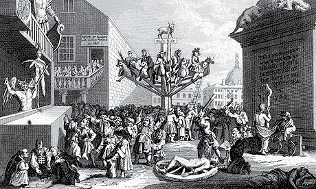 South Sea Bubble bursts - Satirical illustration by William Hogarth