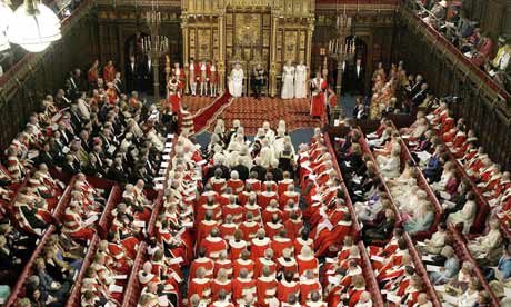 The House of Lords during the state opening of parliament. Photograph 