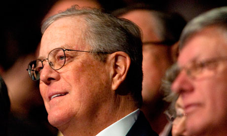 David Koch at a Cut Spending Now rally in Washington. David and his brother Charles are reportedly worth $25bn each. Photograph: Nicholas Kamm/AFP/Getty Images