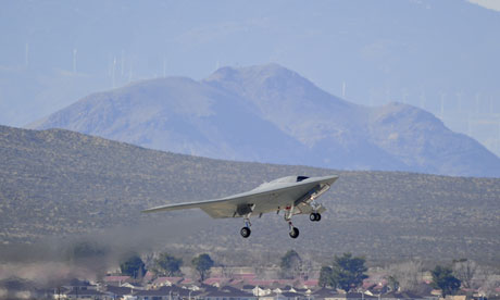 An unmanned Northrop Grumman X-47B on a test flight at Edwards air force base in California. Photograph: -/AFP/Getty Images