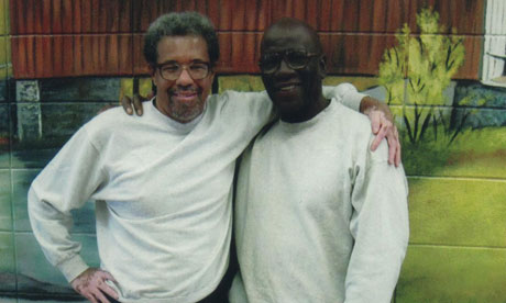 Herman Wallace, left, and Albert Woodfox in Angola prison in Louisiana.  Robert King, the third member of the Angola 2, had his conviction overturned and was released in 2001.