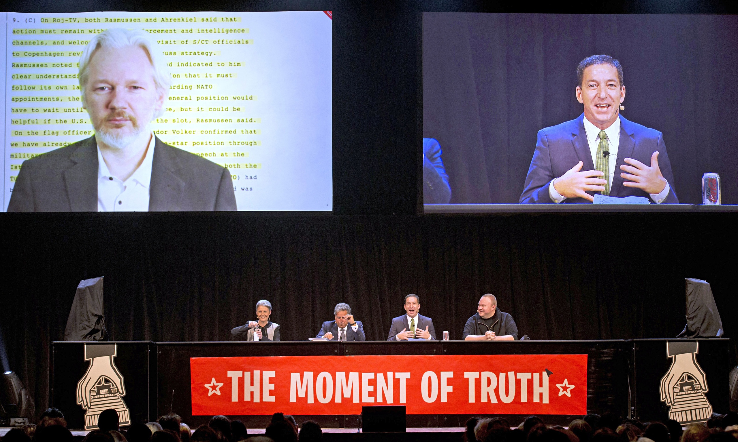 Greenwald, Dotcom, Snowden and Assange take on 'adolescent 