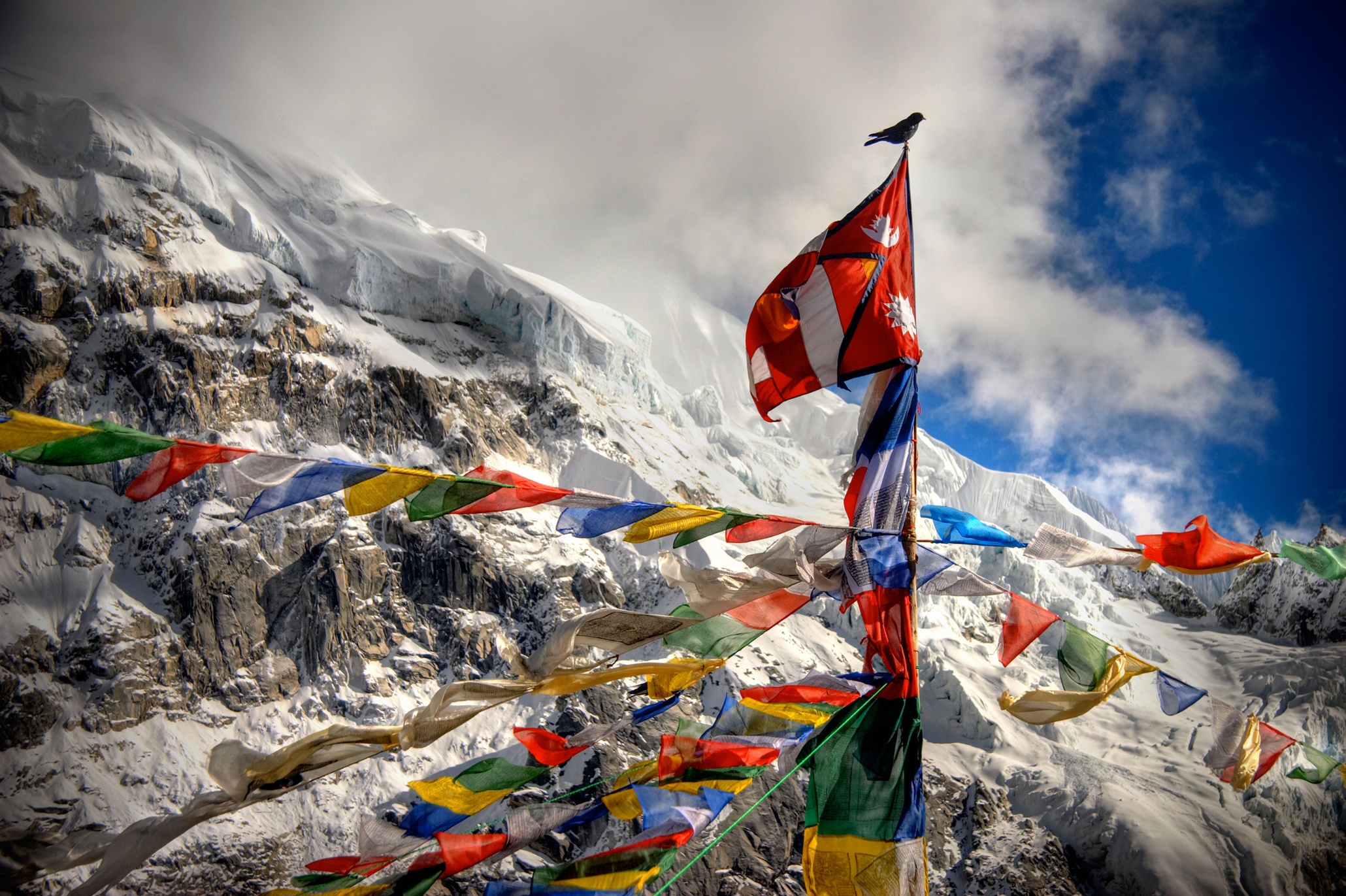 Prayers flags at everest base camp himalayas everest mount everest