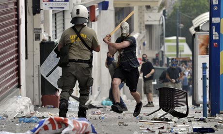 Protesters clash with police in Athens in June. There are concerns the economic crisis is fueling a rise in extremism. Photograph: Aris Messinis/AFP/Getty Images