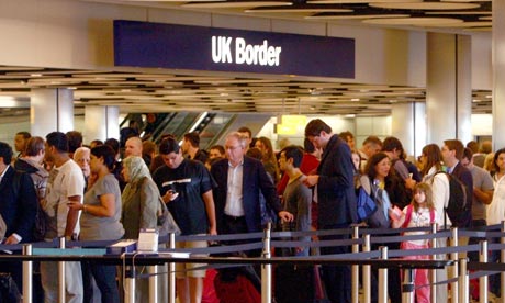 Inexperienced new recruits, deployed to shorten queues, are repeatedly 'missing' passengers who may need to be referred to counterterrorism officers. Photograph: Steve Parsons/PA