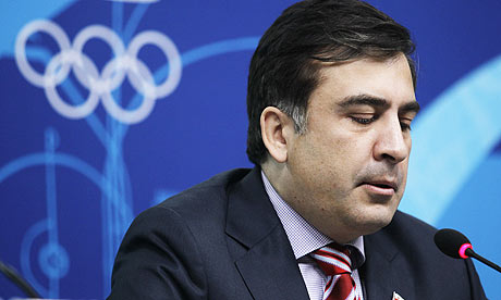 Georgia president Mikheil Saakashvili speaks during a press conference at the Vancouver 2010 Winter Olympics. Illustration: Marcio Sanchez/AP - Mikheil-Saakashvili-001